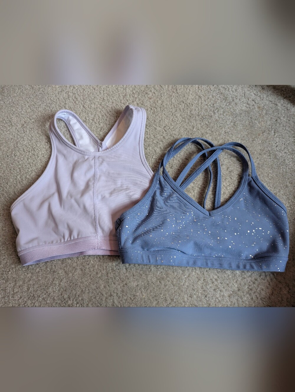 2 sports bras... Blue Beyond Yoga and Light Purple Free People (XS)